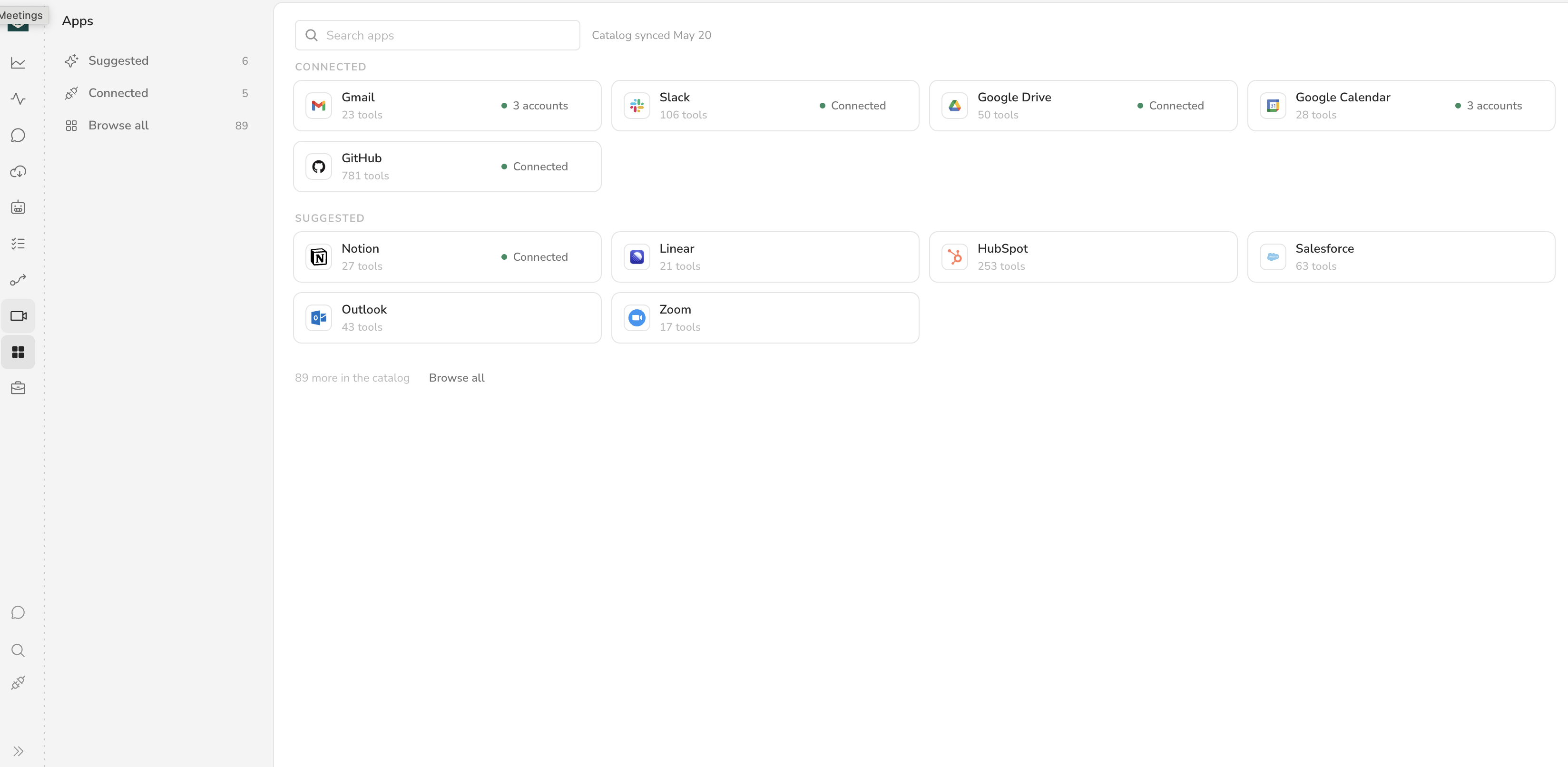 Connected apps in AgentOS