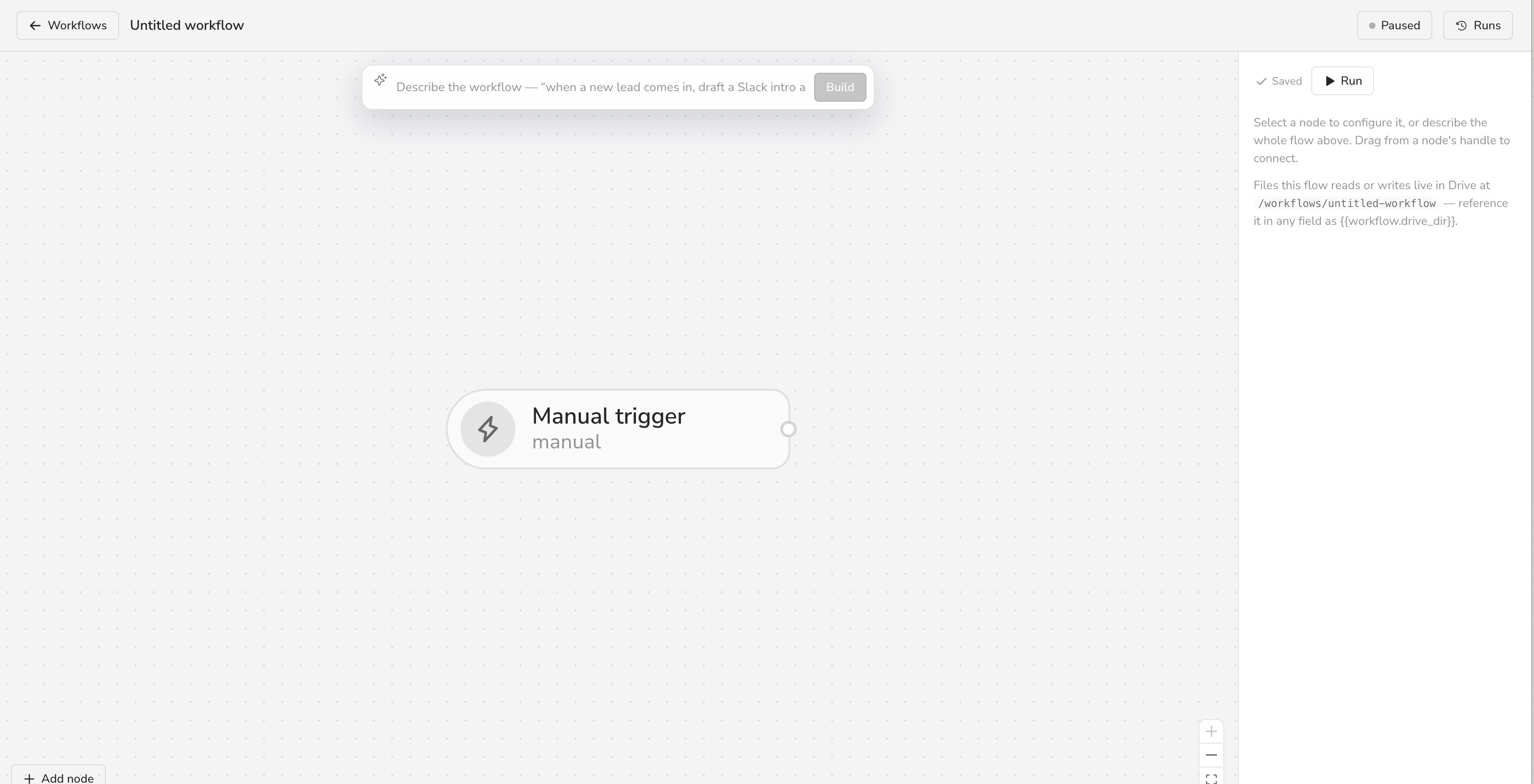 Building a workflow in AgentOS by describing it in plain language